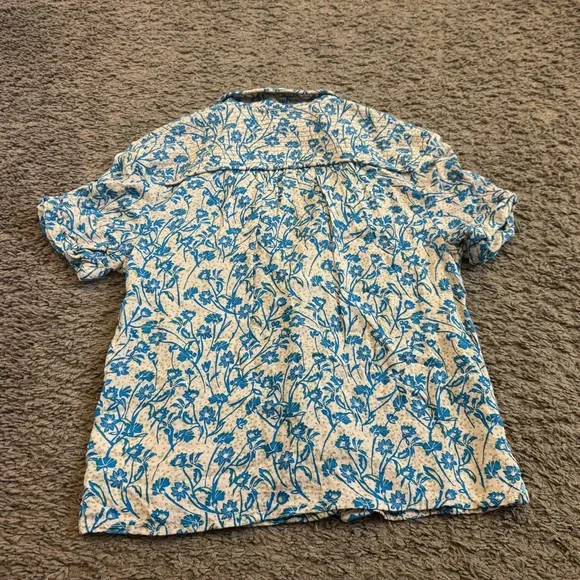 2 FOR $20 Cooperative Blue Pink Button Up Top Blouse Crop Top Short Sleeve XS - Picture 5 of 7